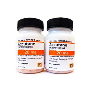 Accutane (Isotretinoin) Packung mit Tabletten 20 mg
