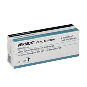 Verpackungsart von Vermox oder Mebendazol mit Tabletten 100mg